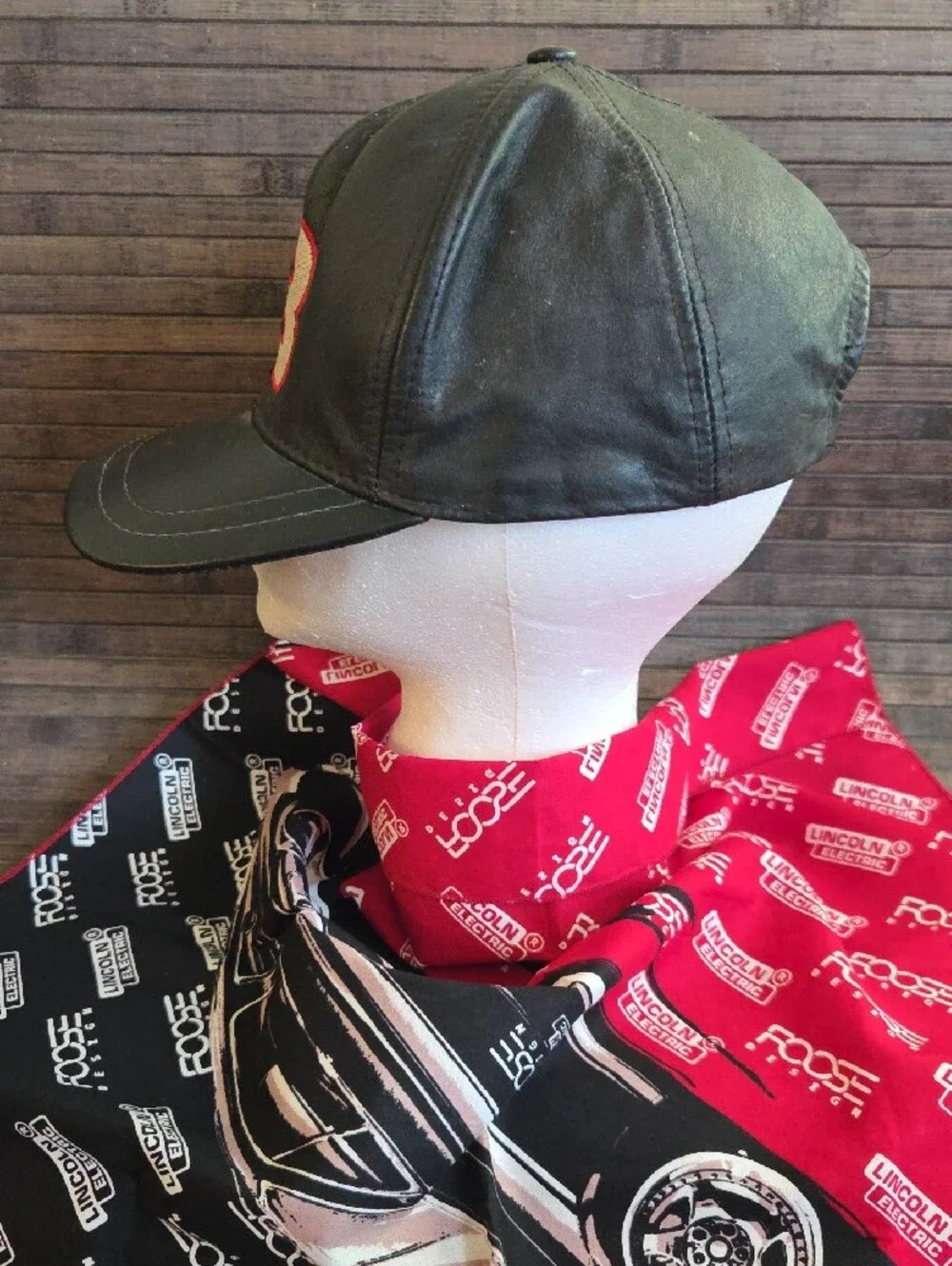 Vintage Dale Earnhardt Leather Baseball Cap with Red Trim Number 3